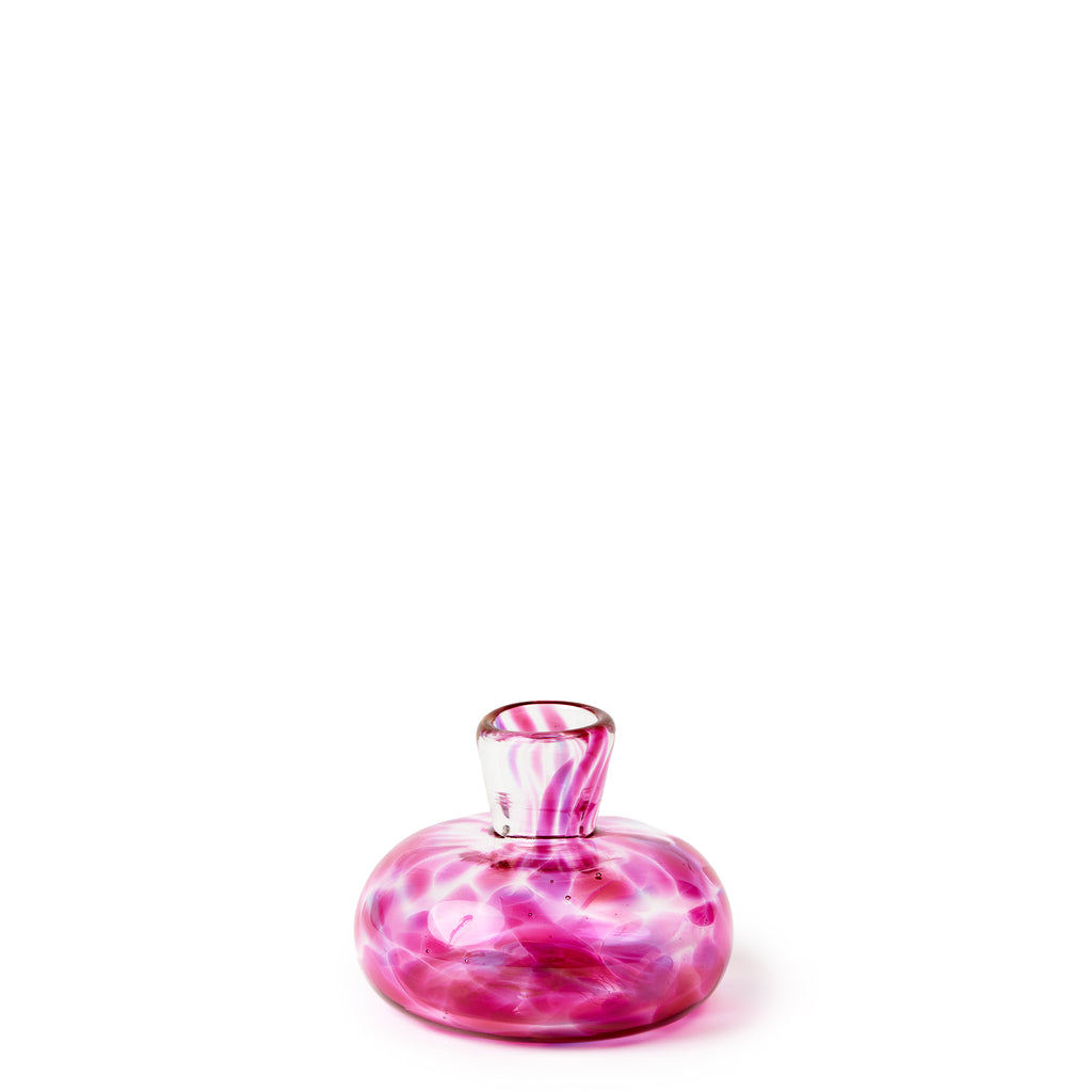 Raspberry/Transparent Spotted Candle Holder