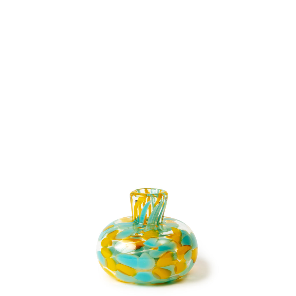 Yellow & Teal/Transparent Spotted Candle Holder