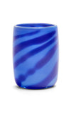 Petrol Blue Vase With Blue Wavy Strokes