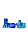 Petrol Blue Vase With Blue Wavy Strokes