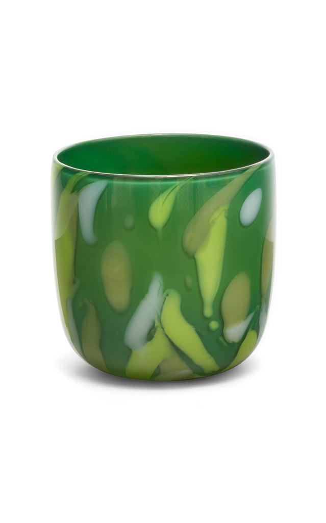Pistachio Green Vase With Dark Green, Jade, And And Lime Green Strokes