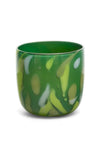 Pistachio Green Vase With Dark Green, Jade, And And Lime Green Strokes
