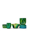 Transparent Emerald Green Bowl With Lime, Pistachio, And Powder White Strokes
