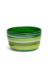 Transparent Emerald Green Bowl With Lime, Pistachio, And Powder White Strokes