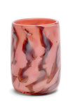 Soft Pink Vase With White, Oxblood, And Flamingo Marbleized Strokes