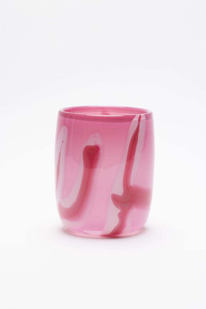 Pink Vase with White and Rose Pink Strokes