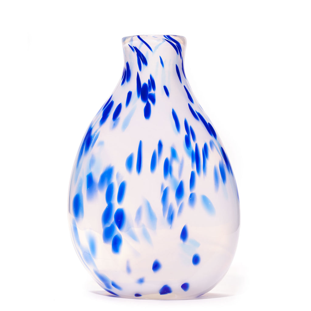 White/Blue Spotted Round Vase