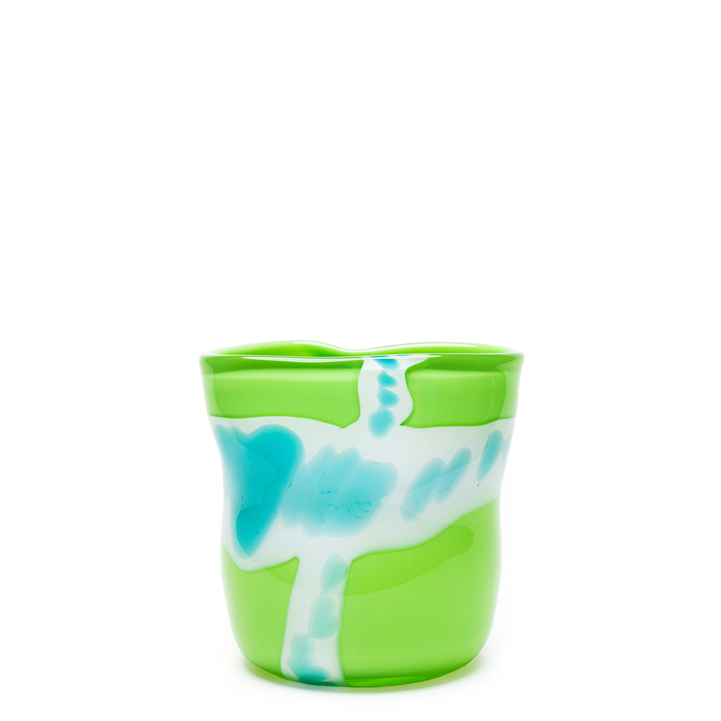Lime/Teal/White Stroke Swirl Vase
