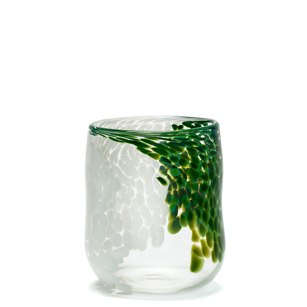 Green/White/Transparent Spotted Vase