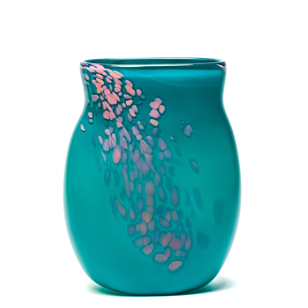 Dark Teal/Pink Spotted Vase