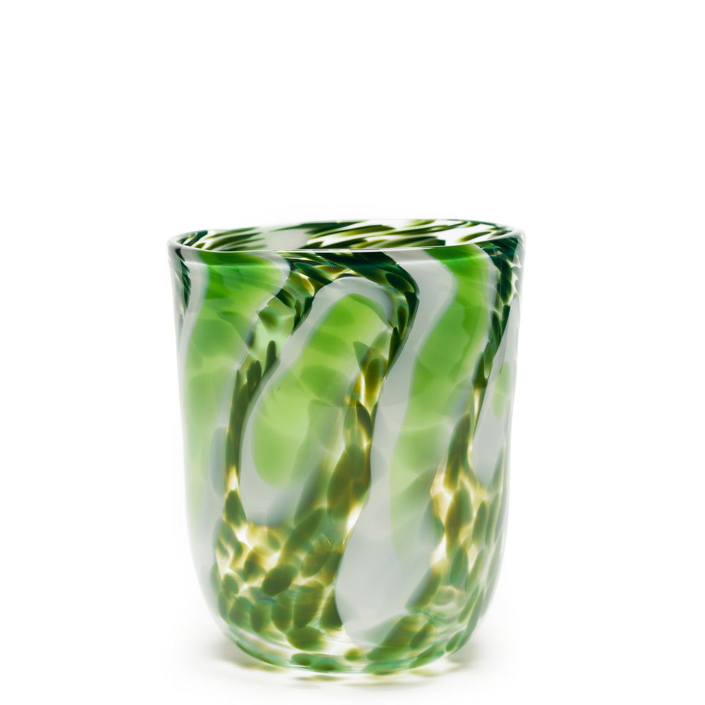 Forest Green/White/Transparent Spotted Stroke Vase