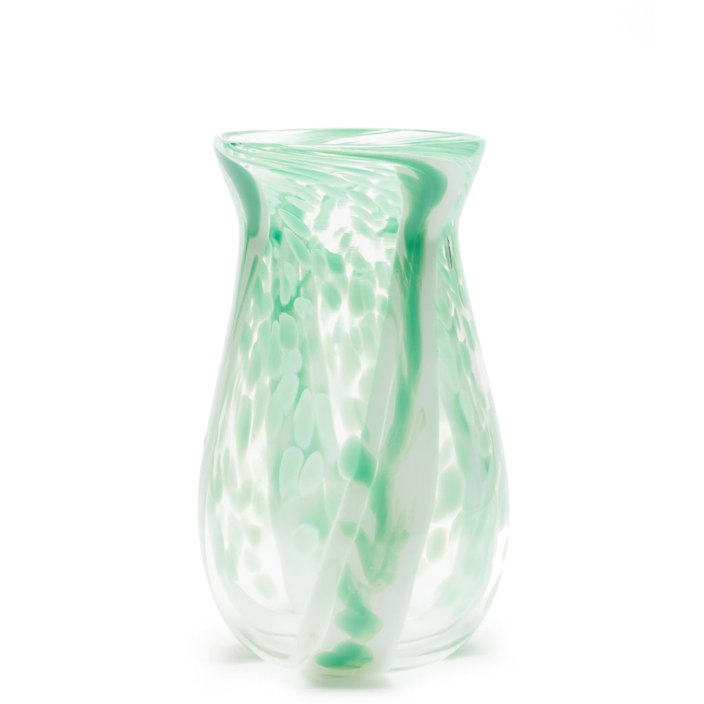 Seafoam Green/White/Transparent Spotted Stroke Vase