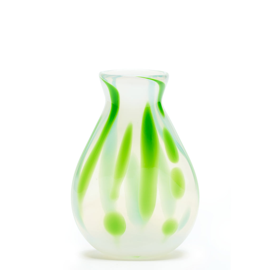 Cloudy White/Green Swirl Vase