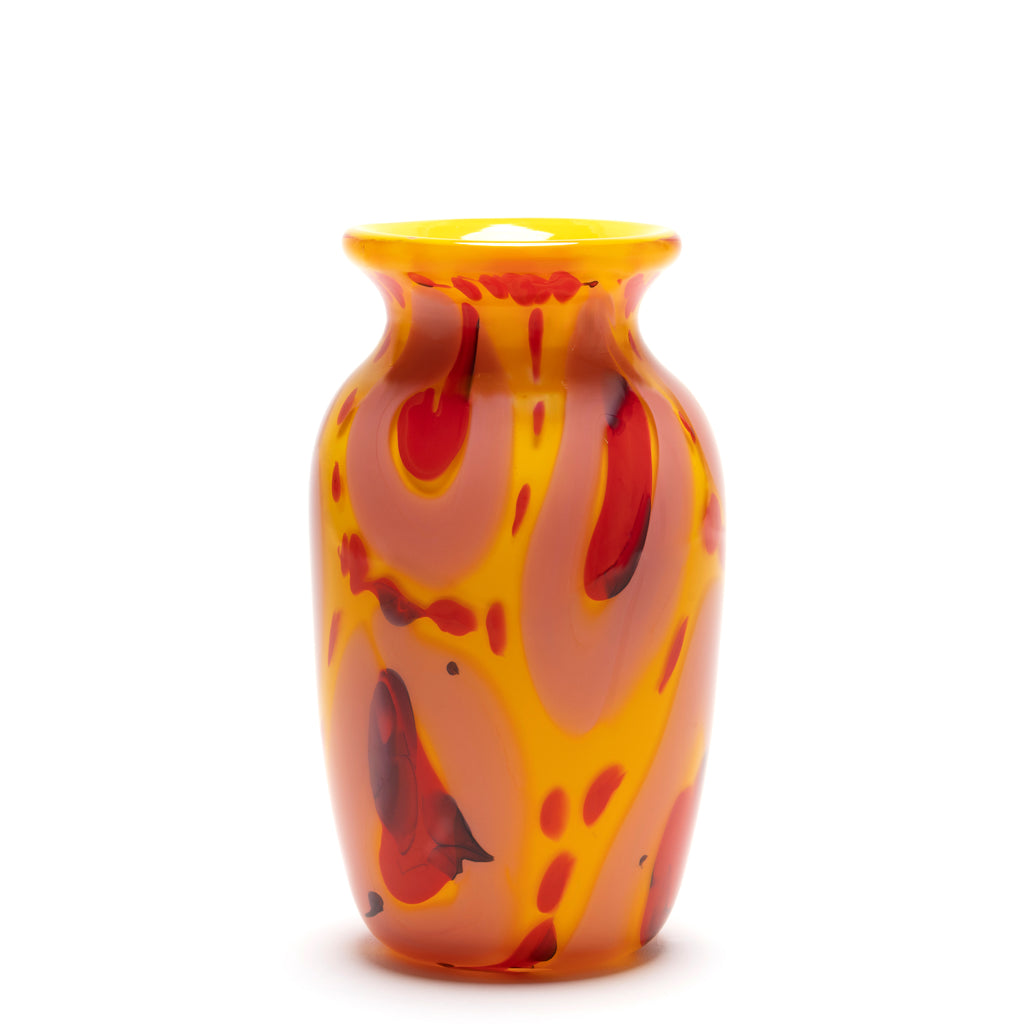 Yellow Vase with Rose/Red Honeycomb