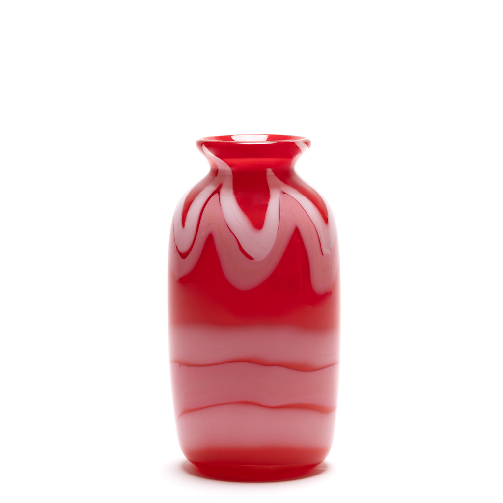 Red Vase with Pink/White Stripes