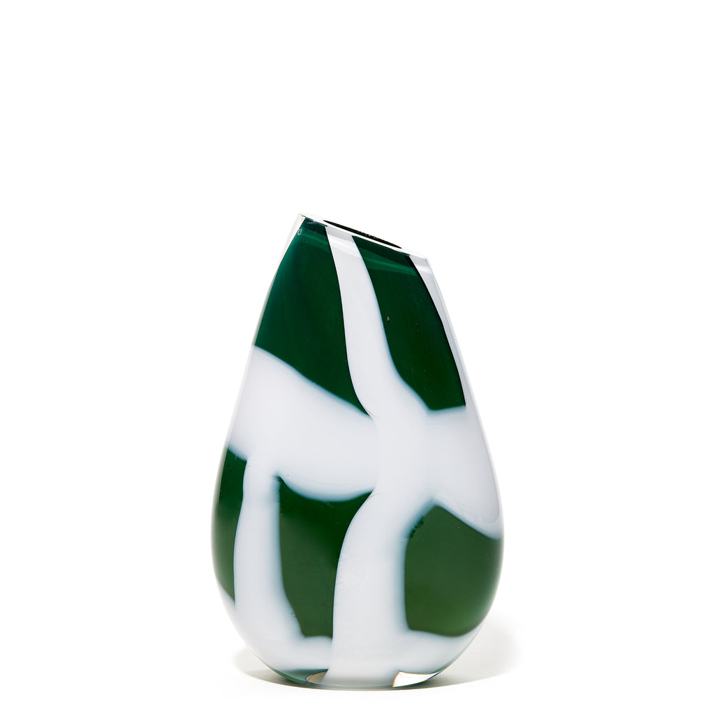Green/White Checkered Stripe Vase