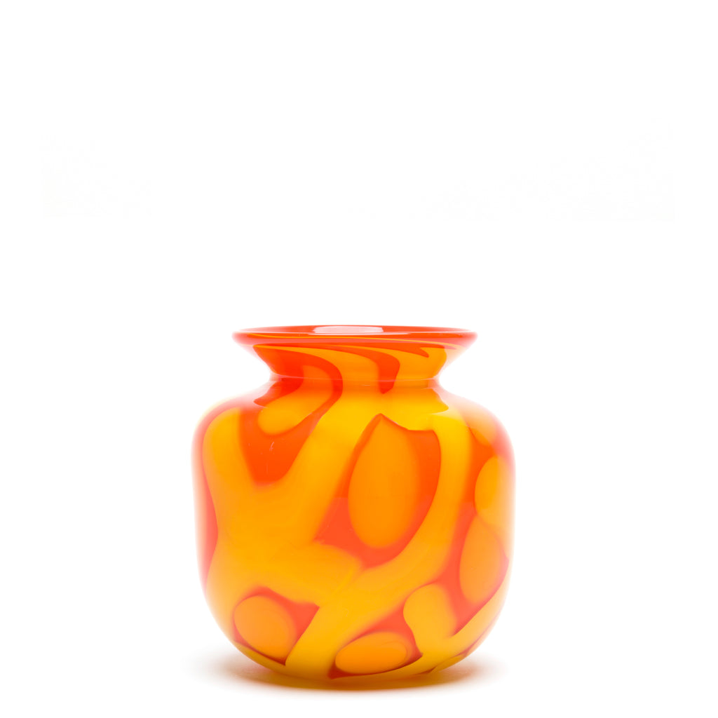 Orange with Yellow Honeycomb Vase