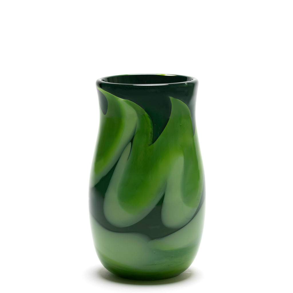 Forest Green Vase with Green Swirls