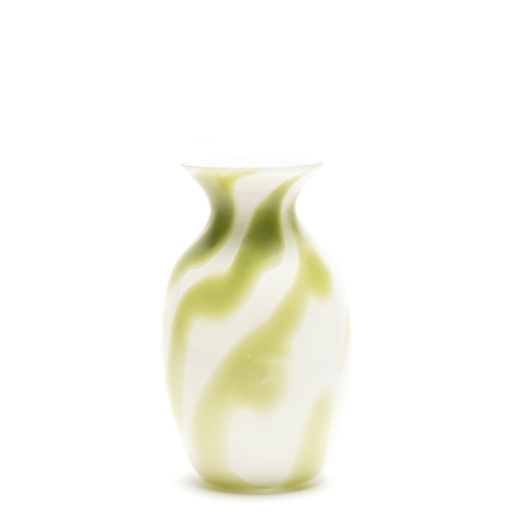 White Vase with Pistachio Swirls