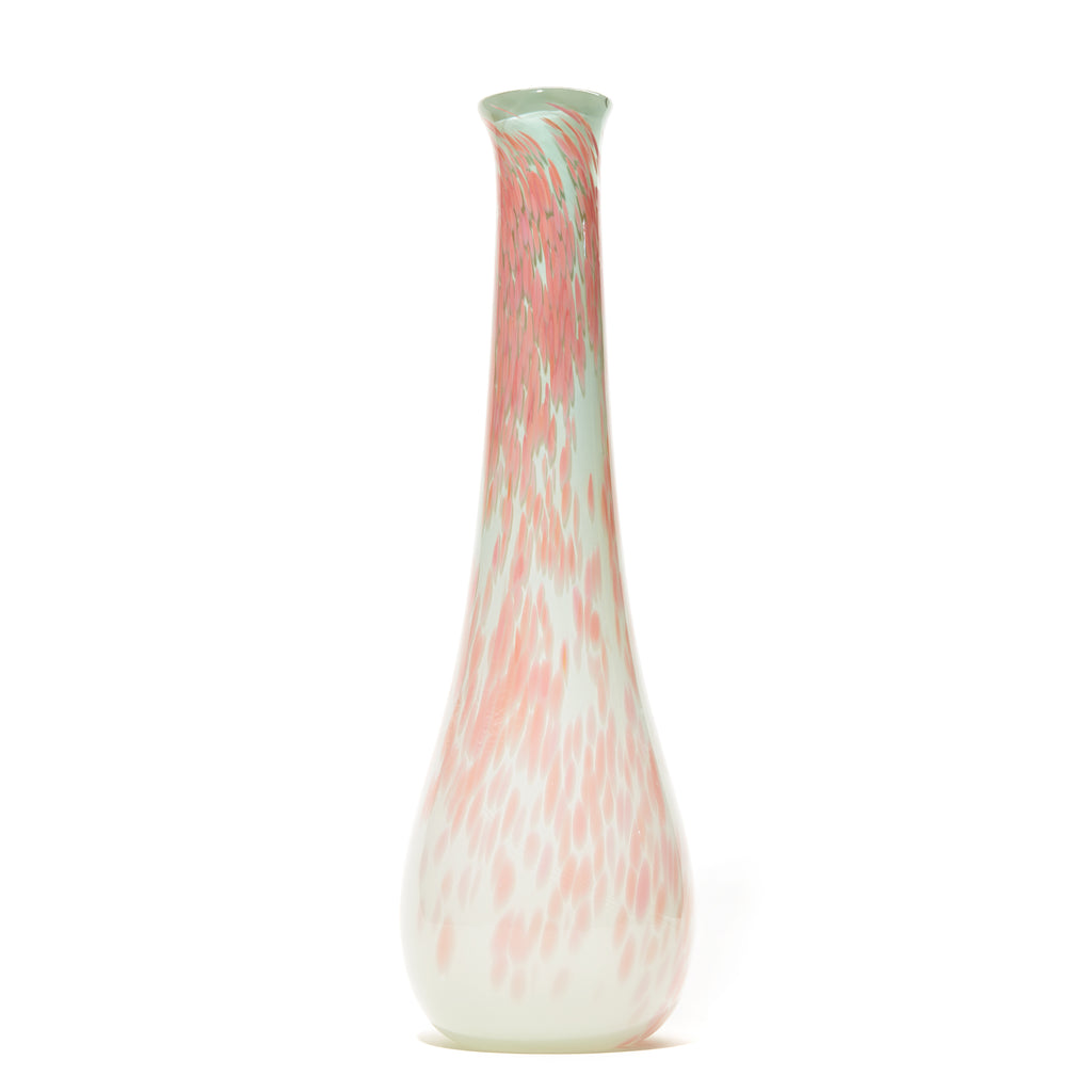 Mint/Coral Spotted Fluted Vase