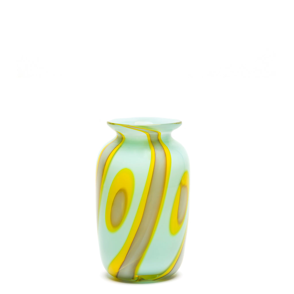 Seafoam with Yellow/Jade Swirl Vase