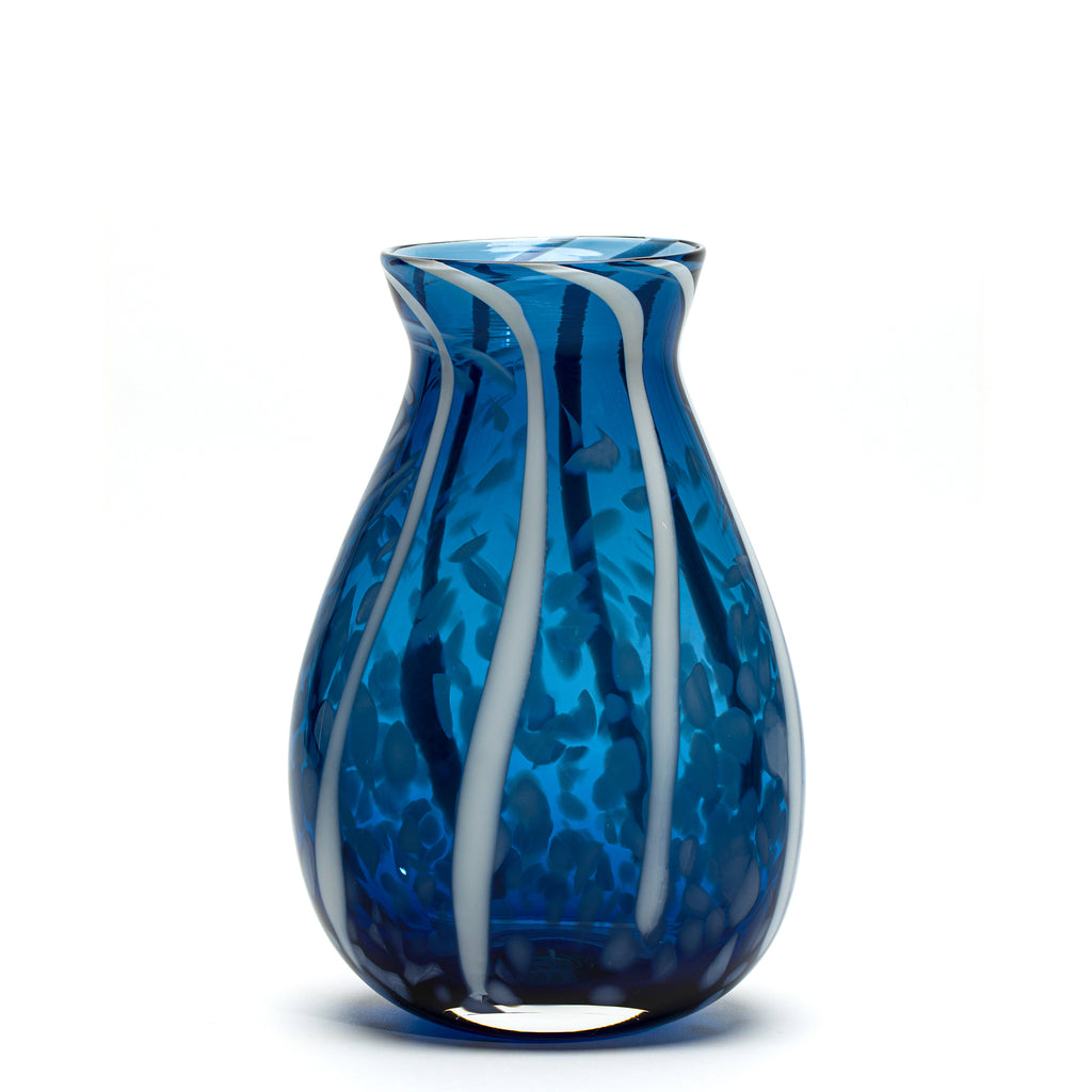 Transparent Blue/White/Sky Blue Spotted Stripe Vase