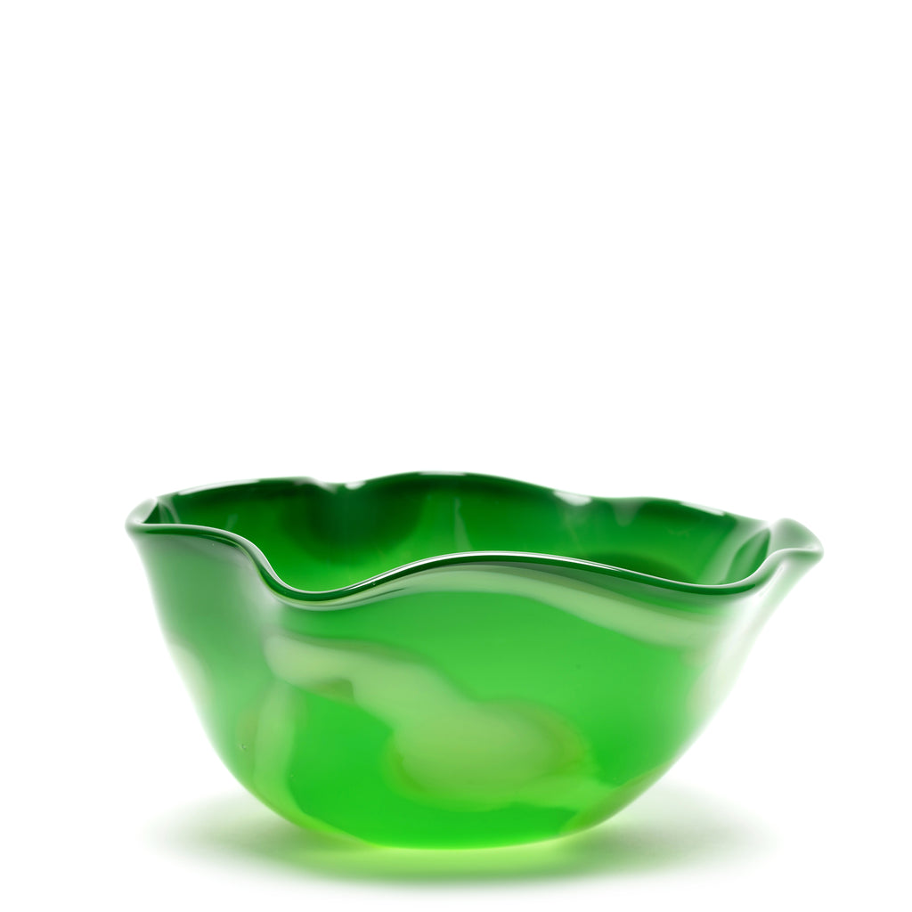 Green Wavy Bowl with Pistachio/Mint Swirls