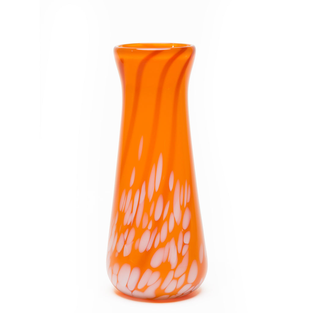 Tangerine/Burnt Orange/White Stripe Spotted Vase