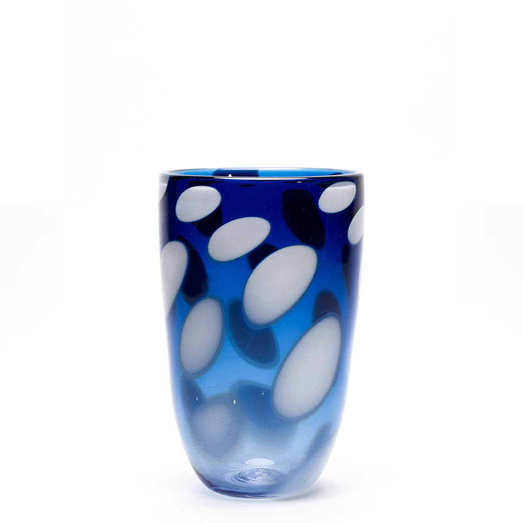 Transparent Blue/White Spotted Vase