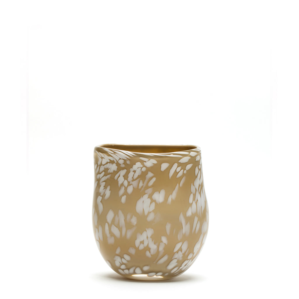 Bone/White Spotted Flat Vase