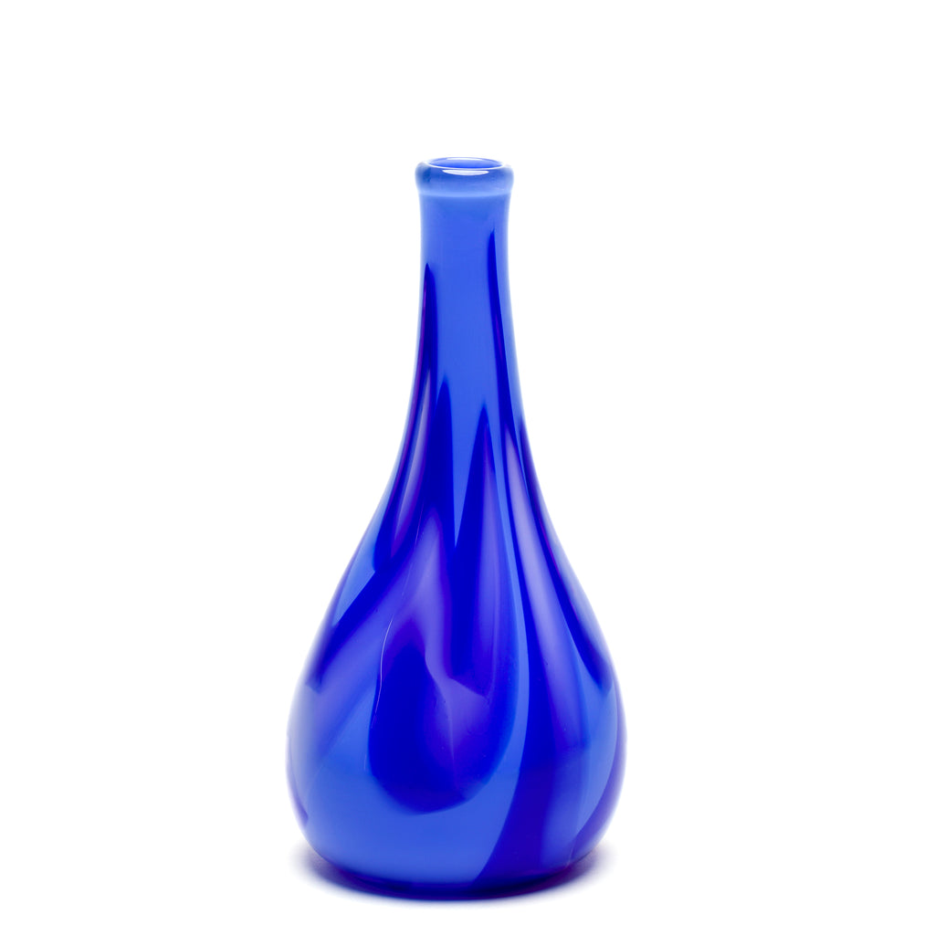 Sky Blue with Royal Blue/White Swirl Teardrop Vase