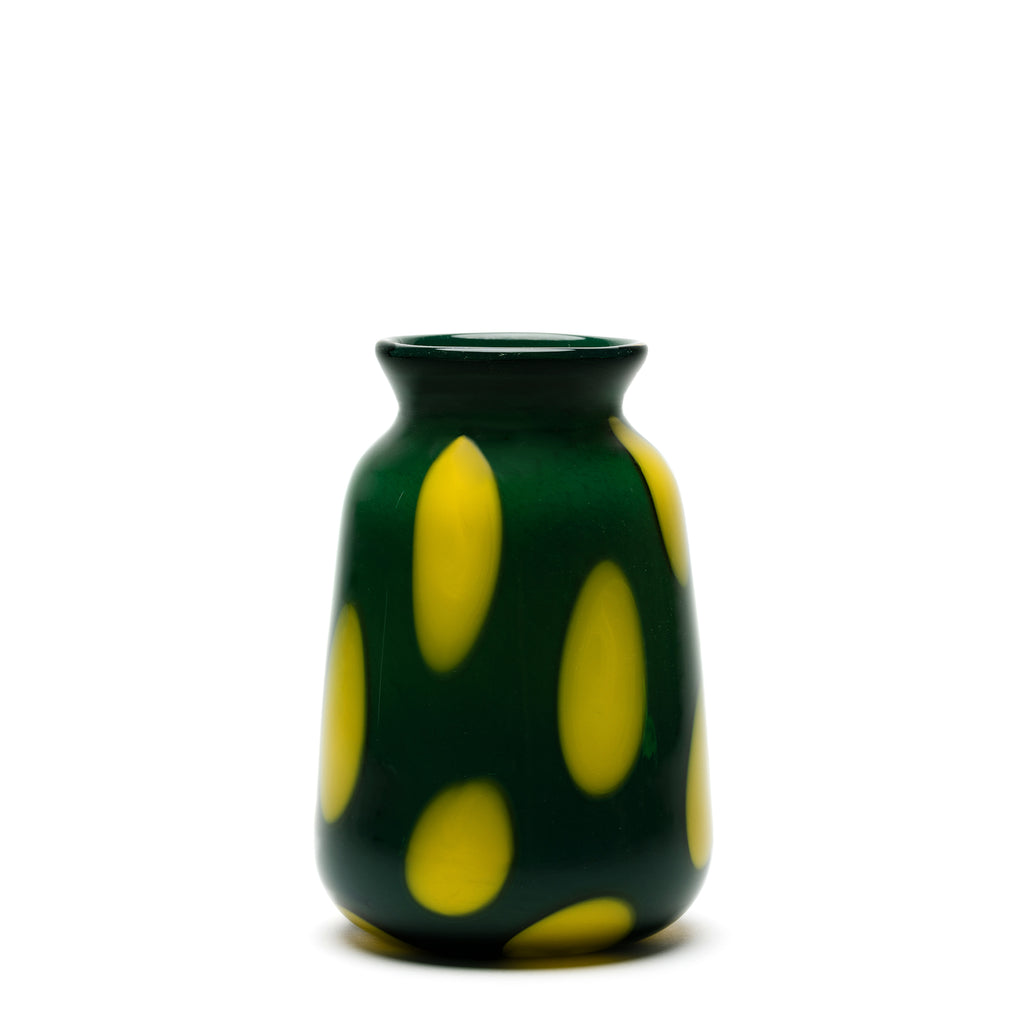 Forest Green Vase with Yellow Spots
