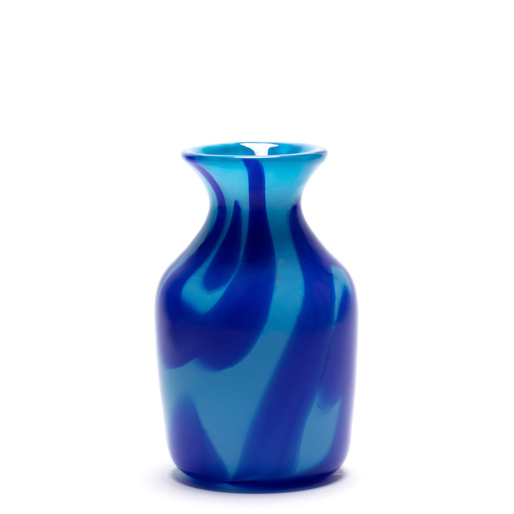 Aqua Vase with Blue Swirls