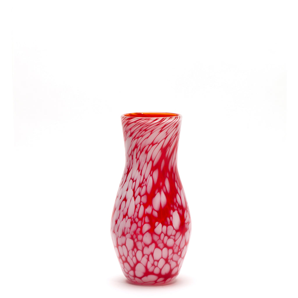 Transparent Red/White Spotted Vase