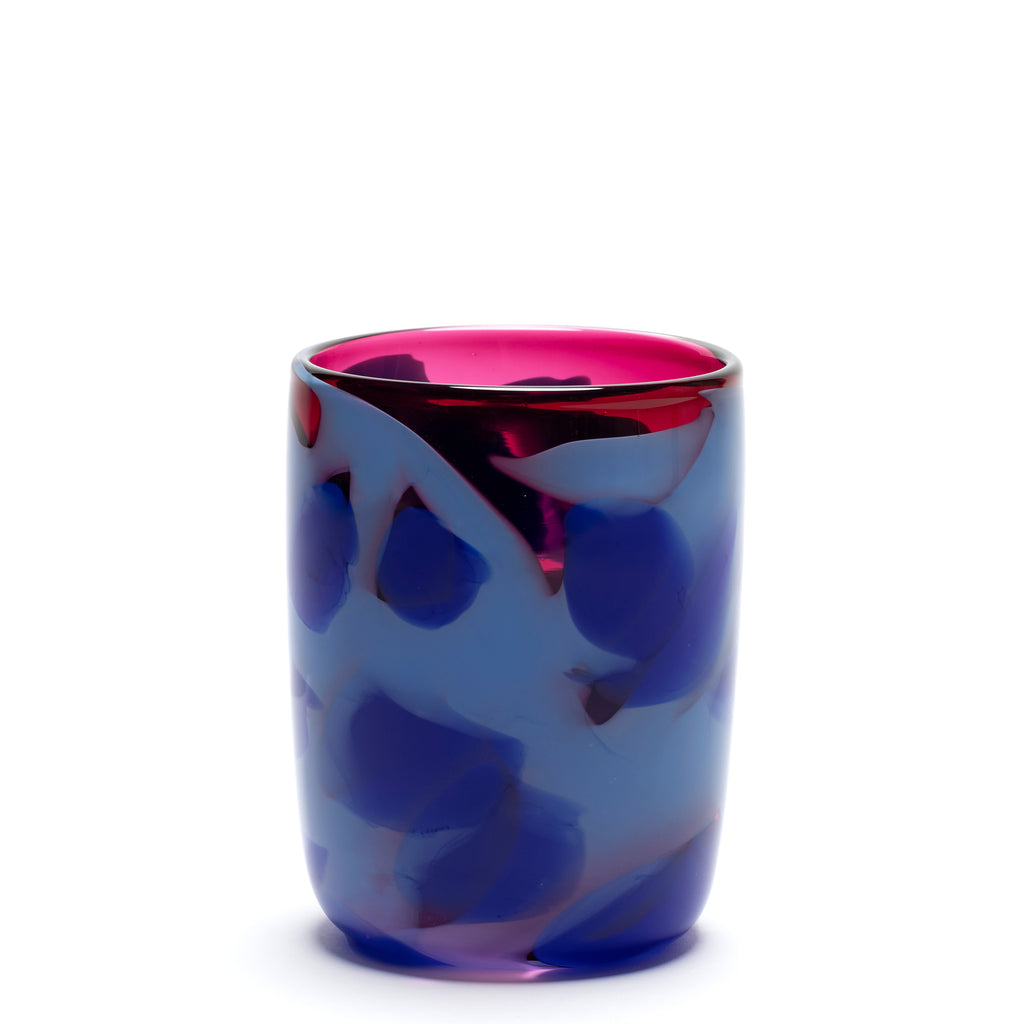 Raspberry Vase with Light Blue/Royal Blue Honeycomb