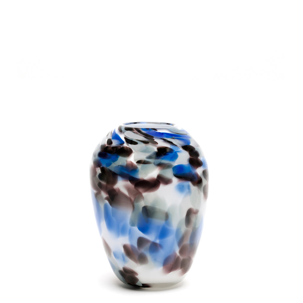 White with Grey/Blue/Black Spotted Vase