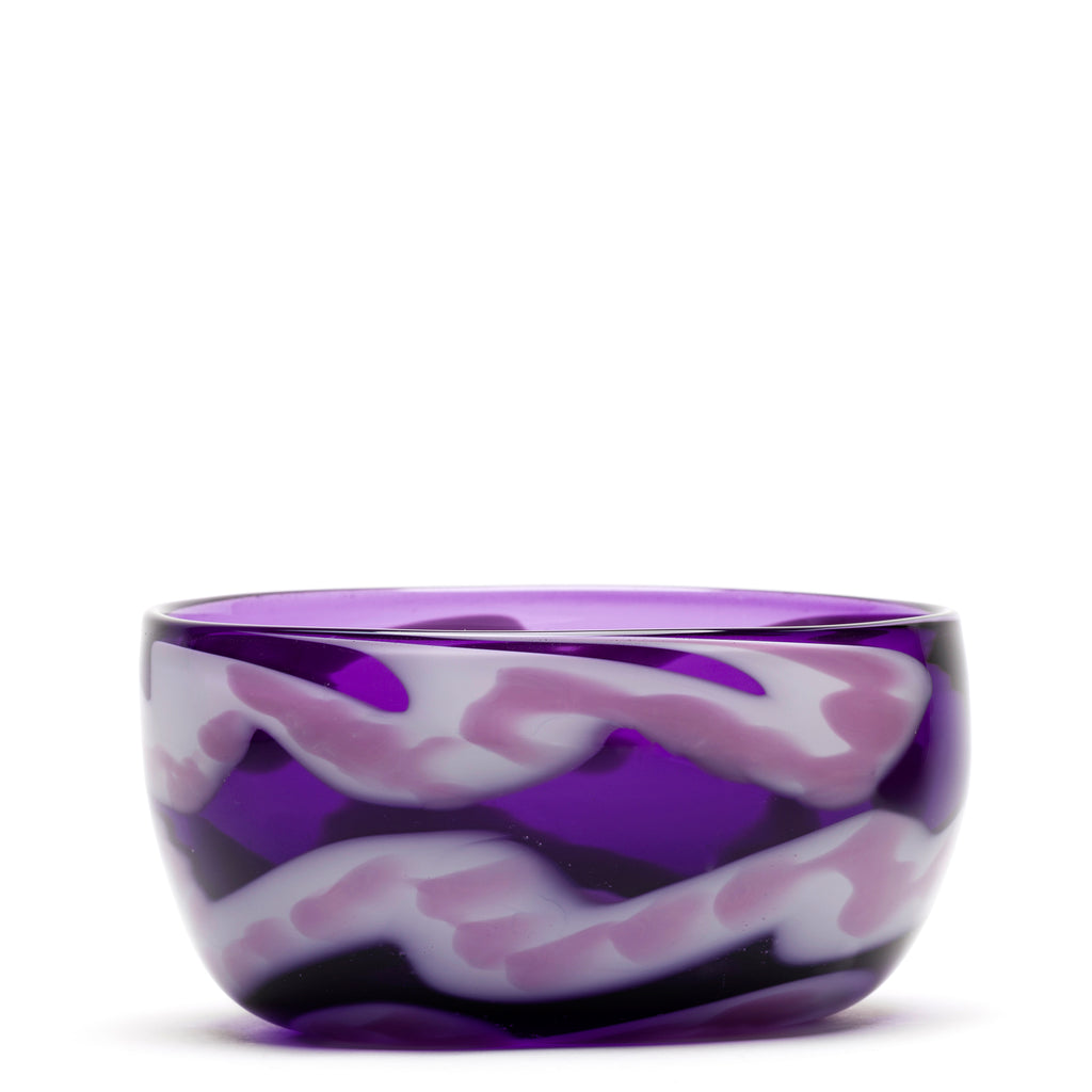Transparent Purple with White/Lilac Swirl Bowl