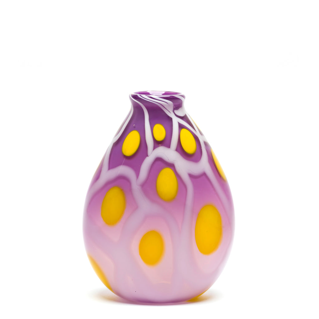 Lilac with Yellow/White Honeycomb Teardrop Vase