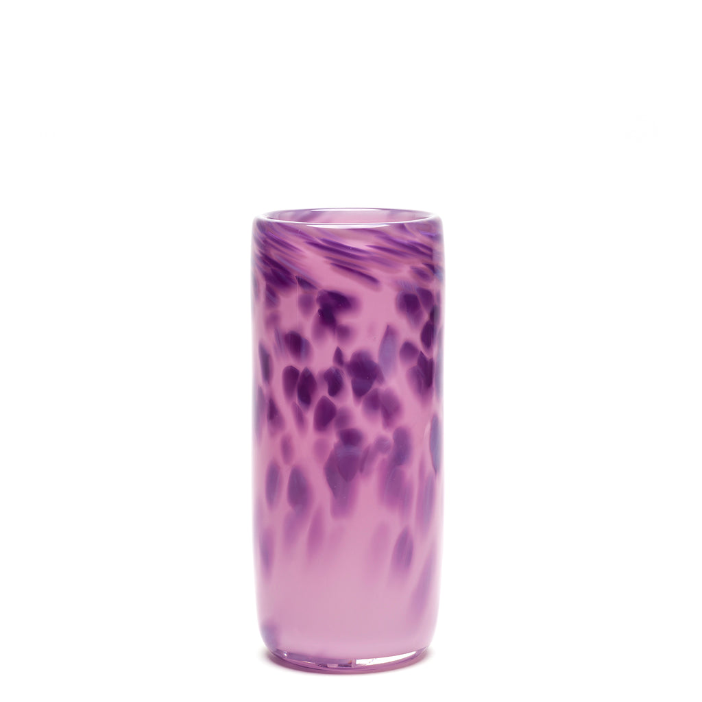 Lilac with Purple Spotted Cylinder Vase