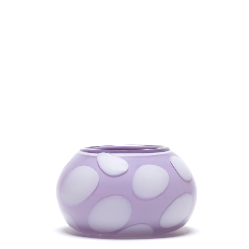 Lilac Low Vase with White Spots