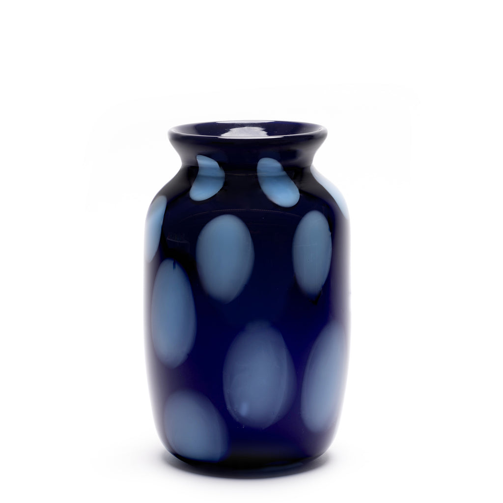 Midnight Blue Vase with Light Blue Spots