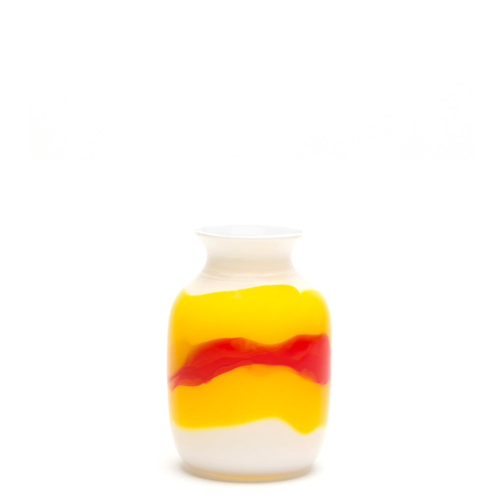White with Yellow/Red Stripe Vase