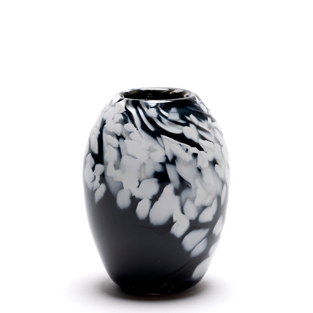 Black Vase with White Spots
