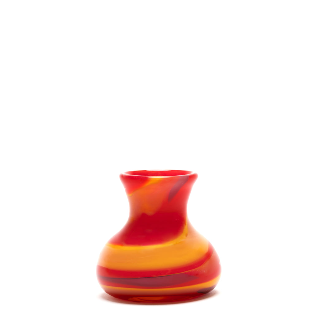 Red Mini Bud Vase with Yellow Swirls