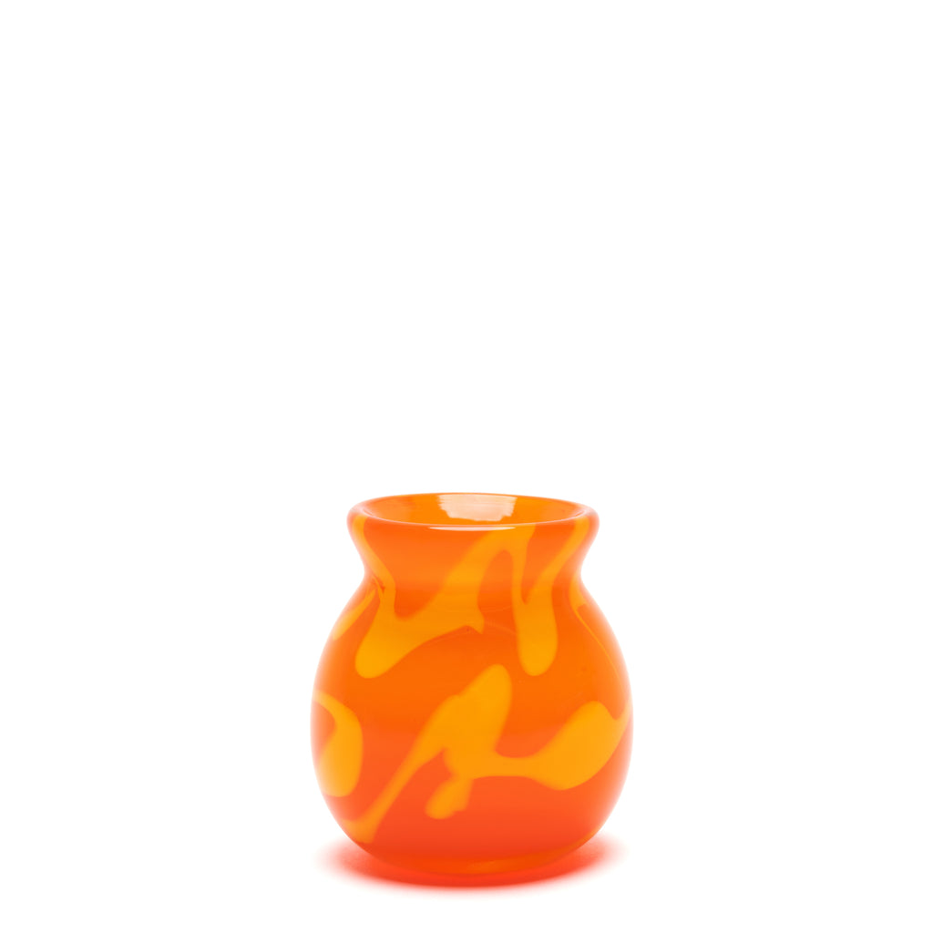 Orange Mini Bud Vase with Yellow Swirls