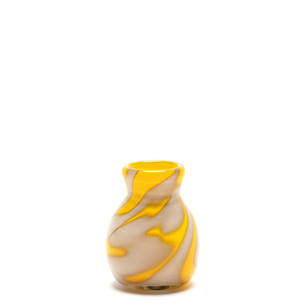 Yellow Mini Bud Vase with Grey Strokes