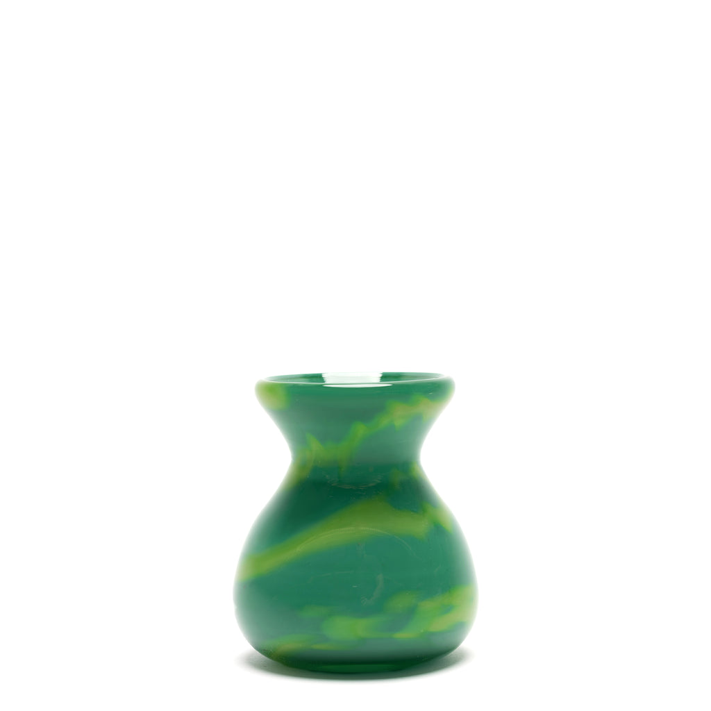 Green Mini Bud Vase with Yellow Swirls