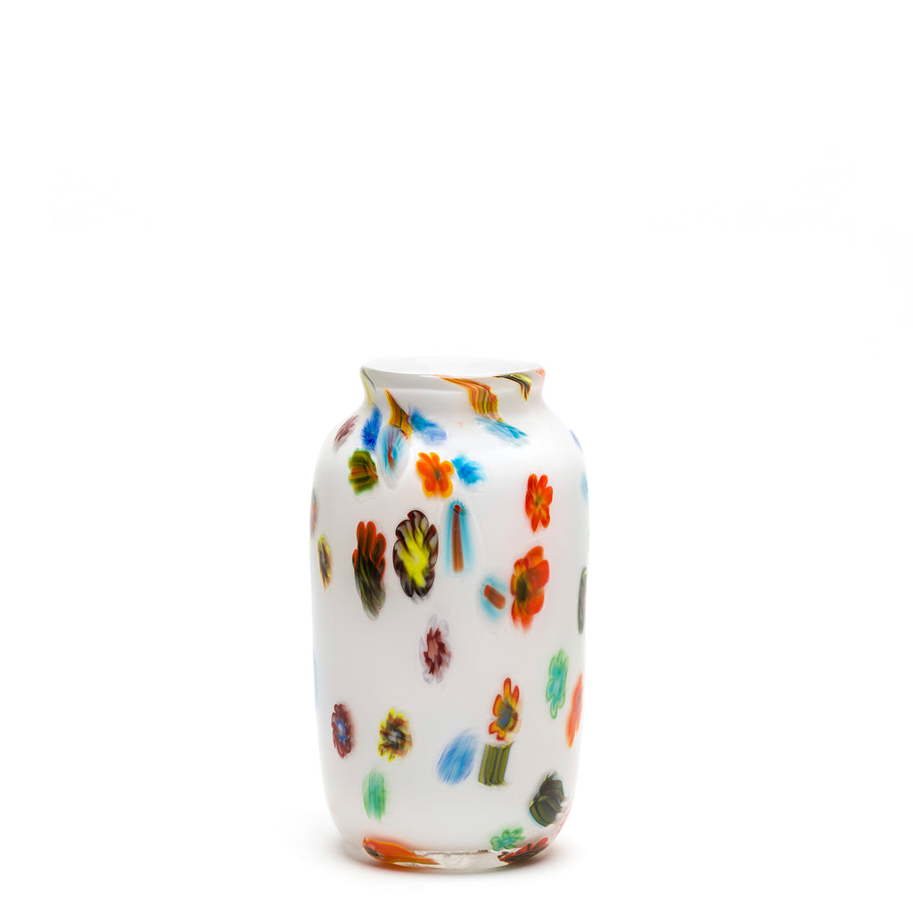 White with Rainbow Flower Vase