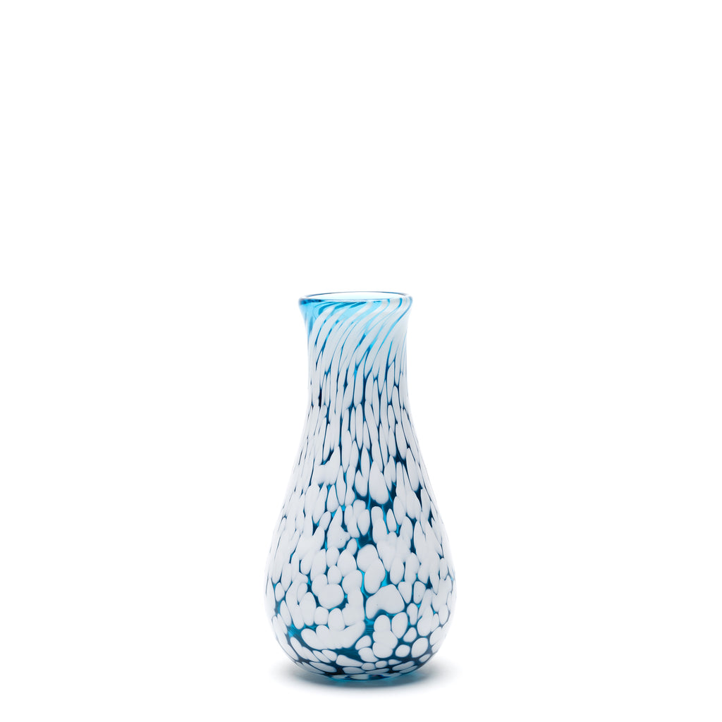 Aqua/White Spotted Bud Vase