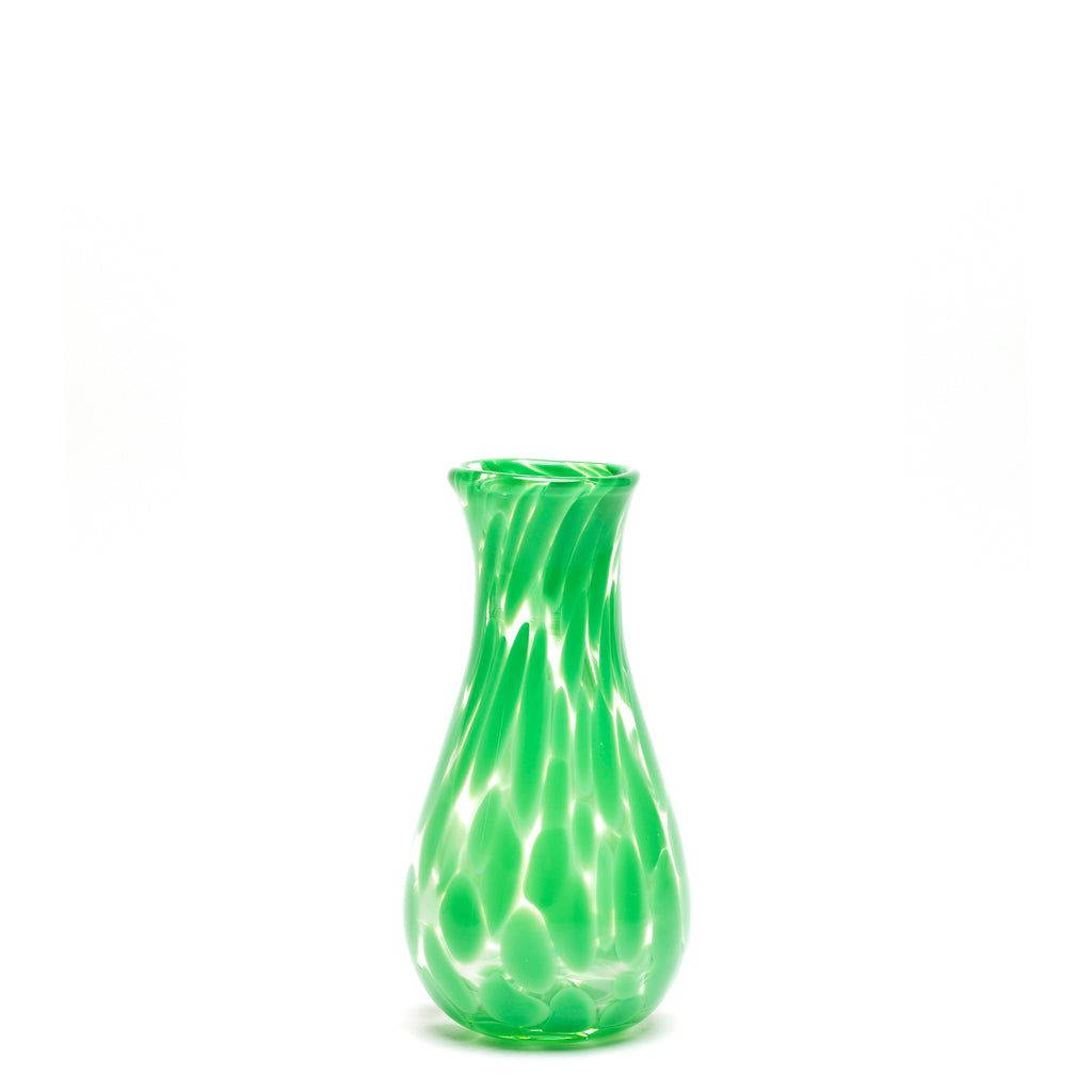 Emerald Green/Transparent Spotted Bud Vase